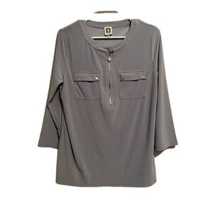 ANN KLEIN~BLOUSE~GRAY~M
